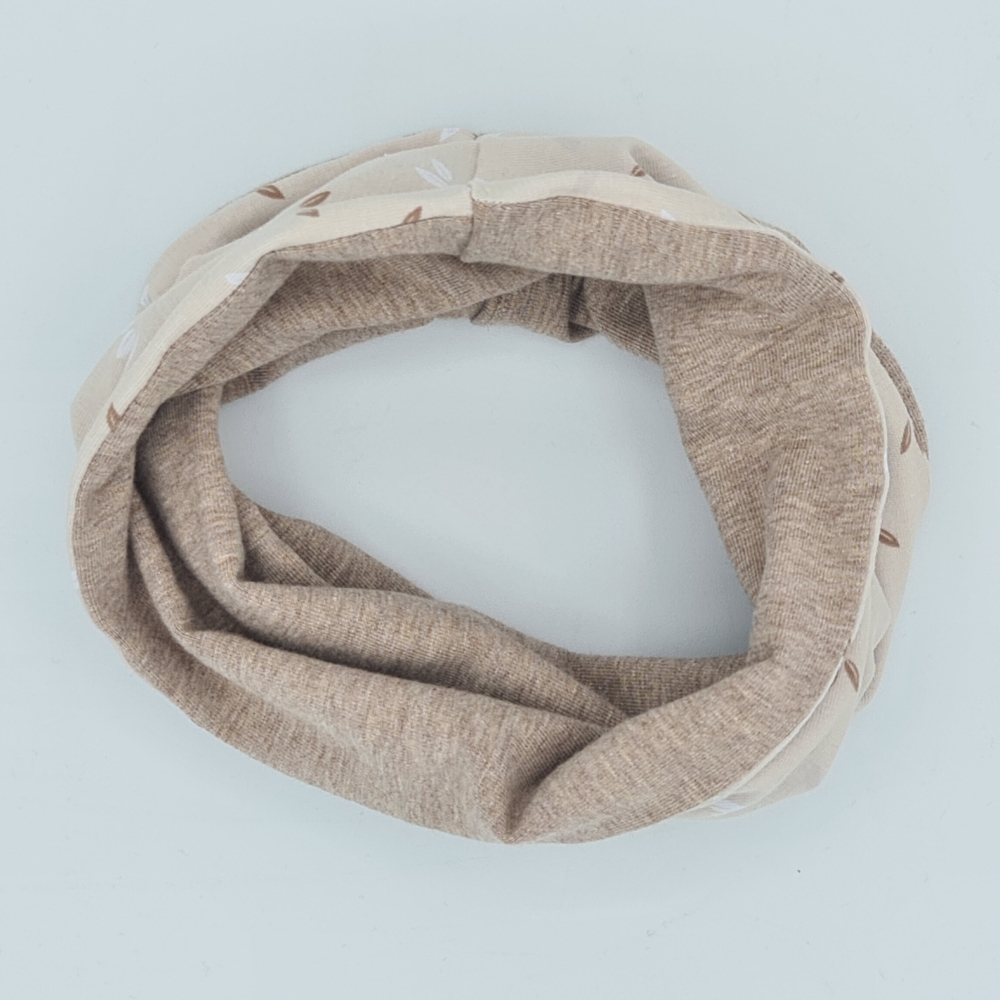 Loop für Hunde / Hundeschal beige braun mit zarten Blättern